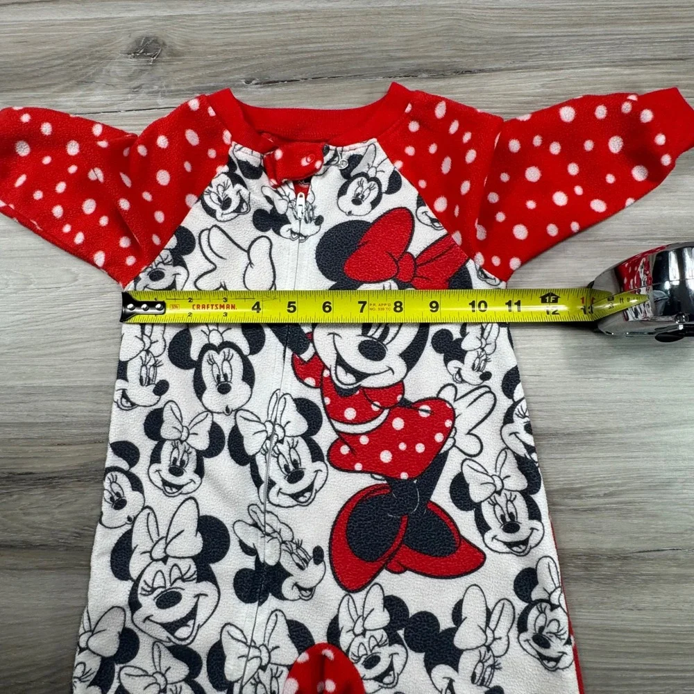 Disney Minnie Mouse‎ Baby Girls Fleece Footed Pajamas Sleepers 18M Red White